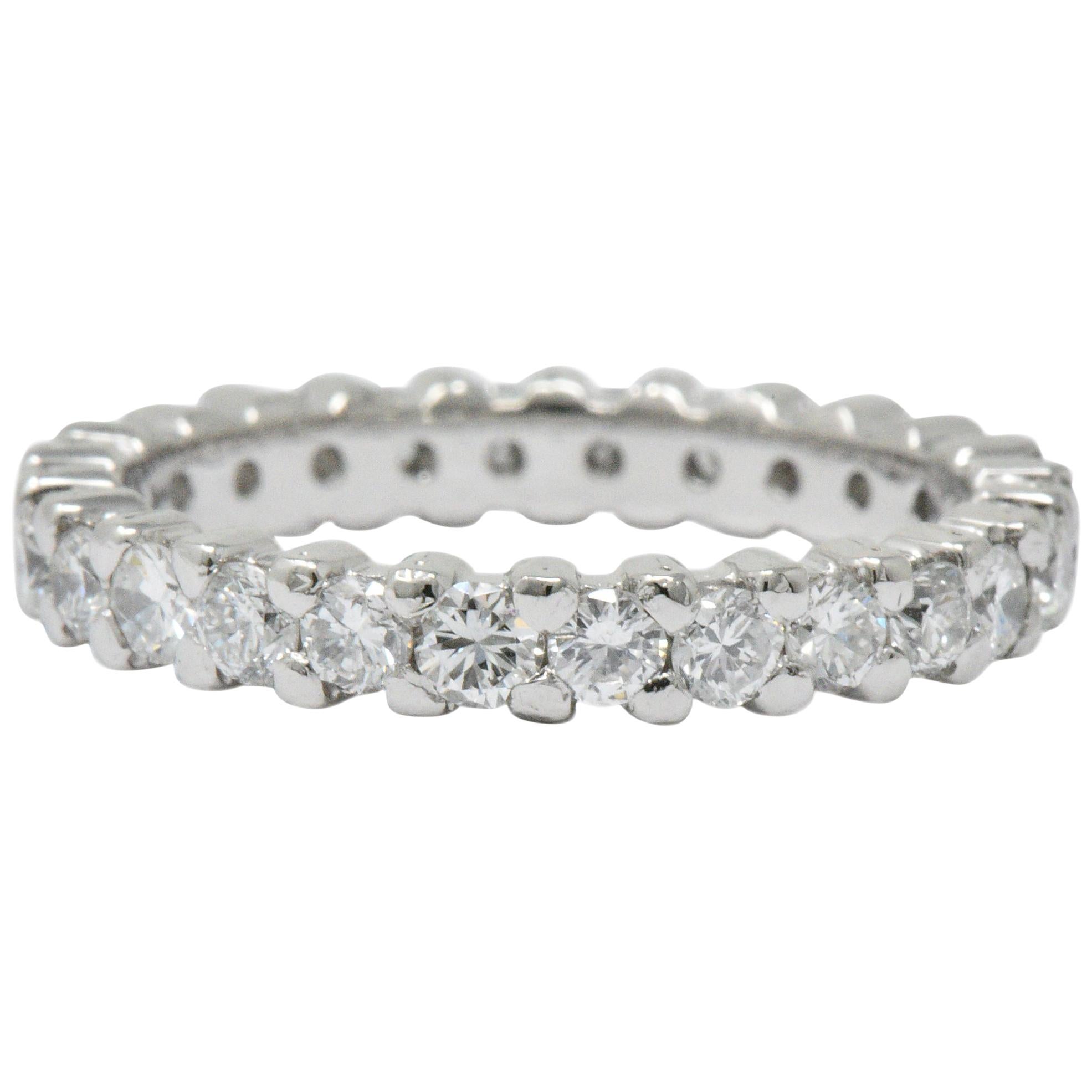 Retro 1.30 Carat Diamond Platinum Eternity Band or Stackable Ring