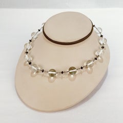Retro Glass Bead & Sterling Silver Choker Necklace