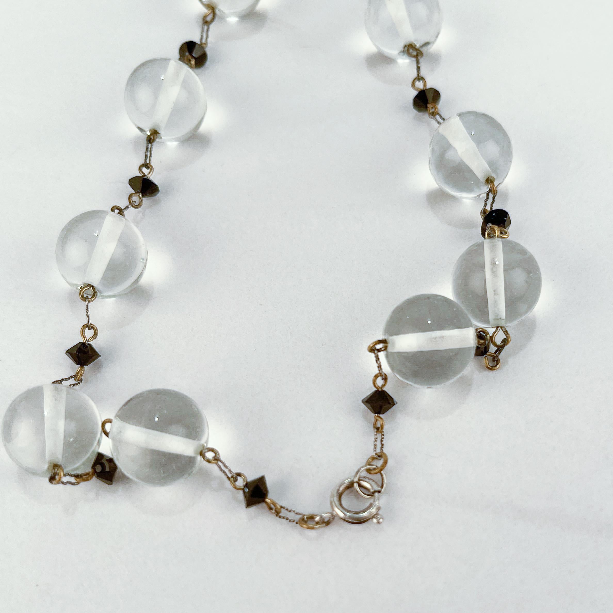 Retro Glass Bead & Sterling Silver Choker Necklace In Good Condition For Sale In Philadelphia, PA