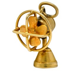 Retro 14 Karat Gold Articulated Fan Charm
