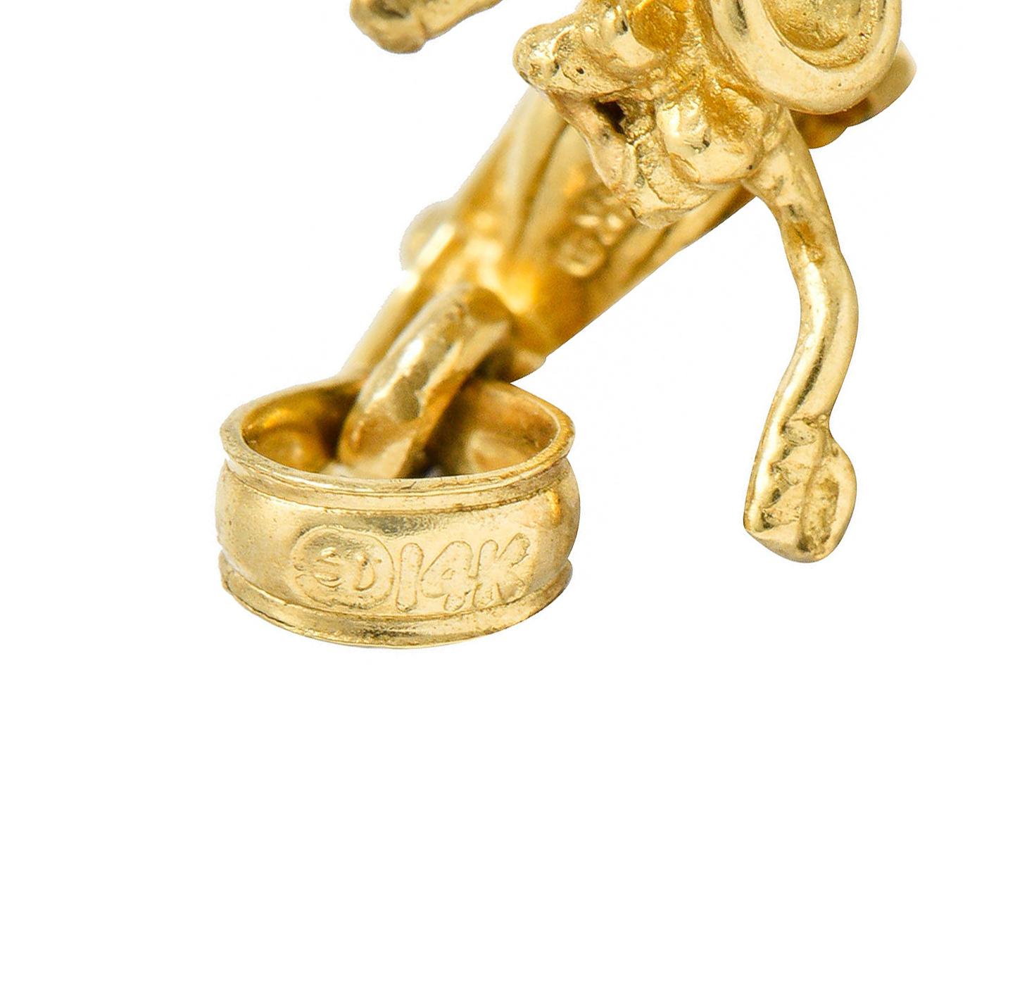 Retro 14 Karat Gold Articulated Motorcycle Charm In Excellent Condition In Philadelphia, PA