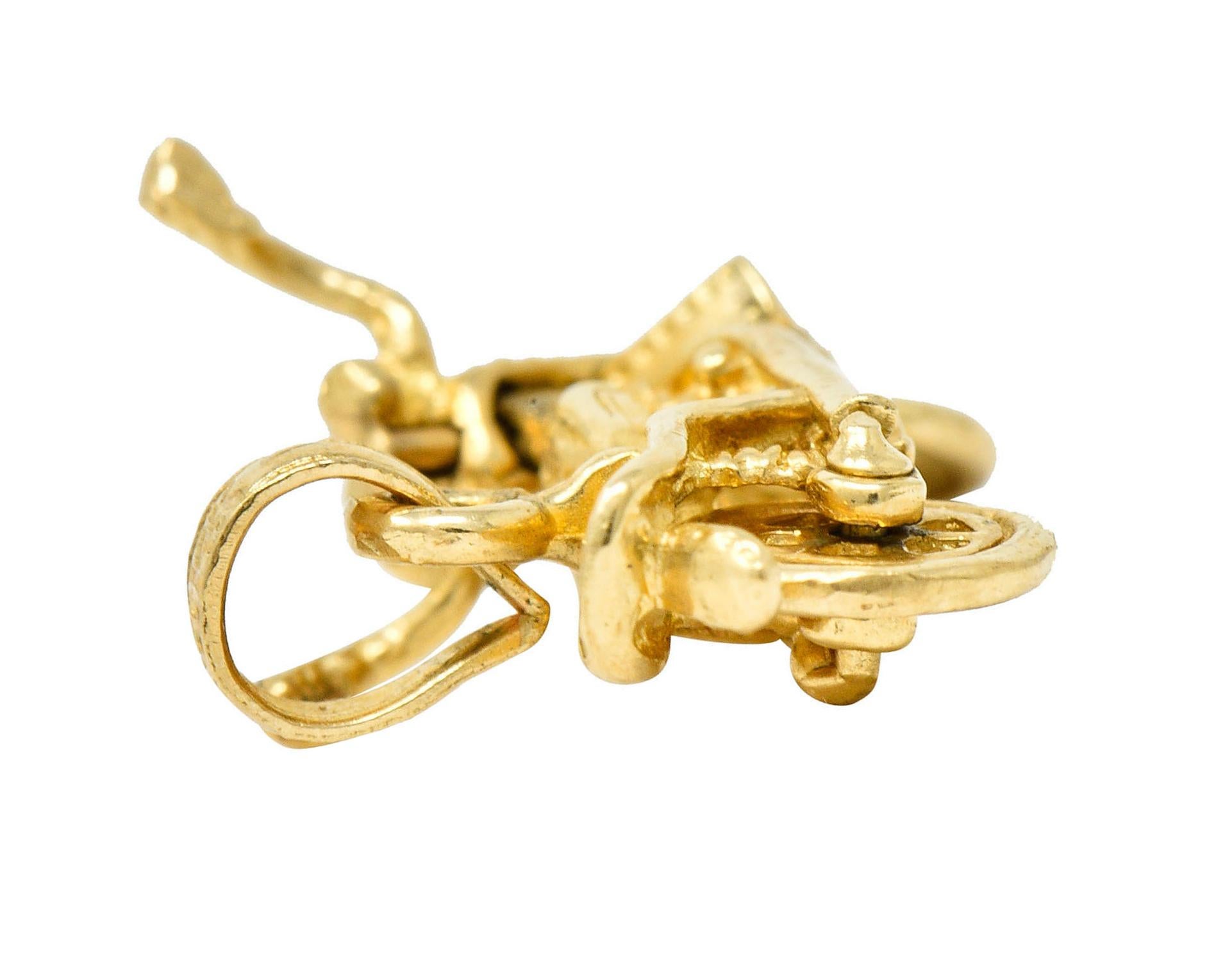 Retro 14 Karat Gold Articulated Motorcycle Charm 1