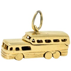 Retro 14 Karat Gold Articulated Scenicruiser Greyhound Bus Charm