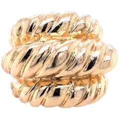 Retro 14 Karat Gold Bamboo Oversize Ring