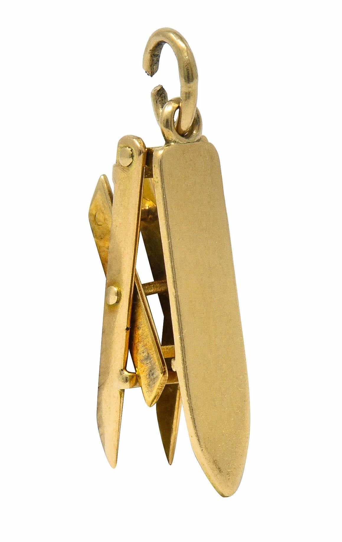 Retro 14 Karat Gold Collapsible Ironing Board Charm For Sale 4