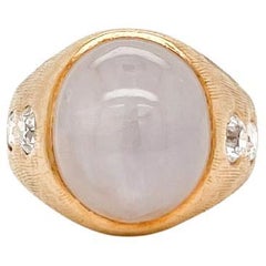 Vintage 14 Karat Gold, Diamond, & 14.75 ct. Star Sapphire Cabochon Gypsy Ring