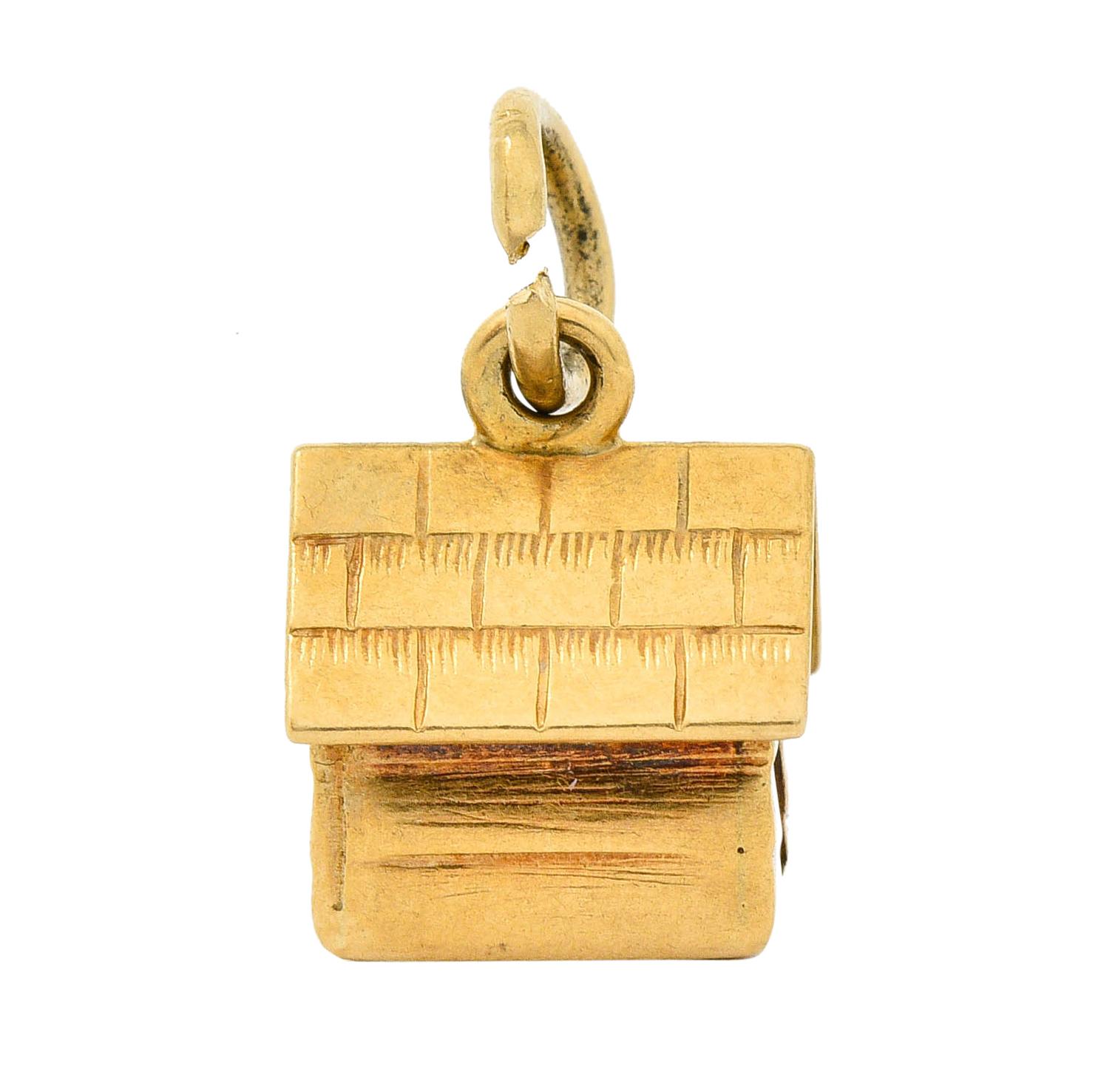 Retro 14 Karat Gold Doghouse Charm, circa 1950 2
