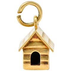 Used 14 Karat Gold Doghouse Charm, circa 1950