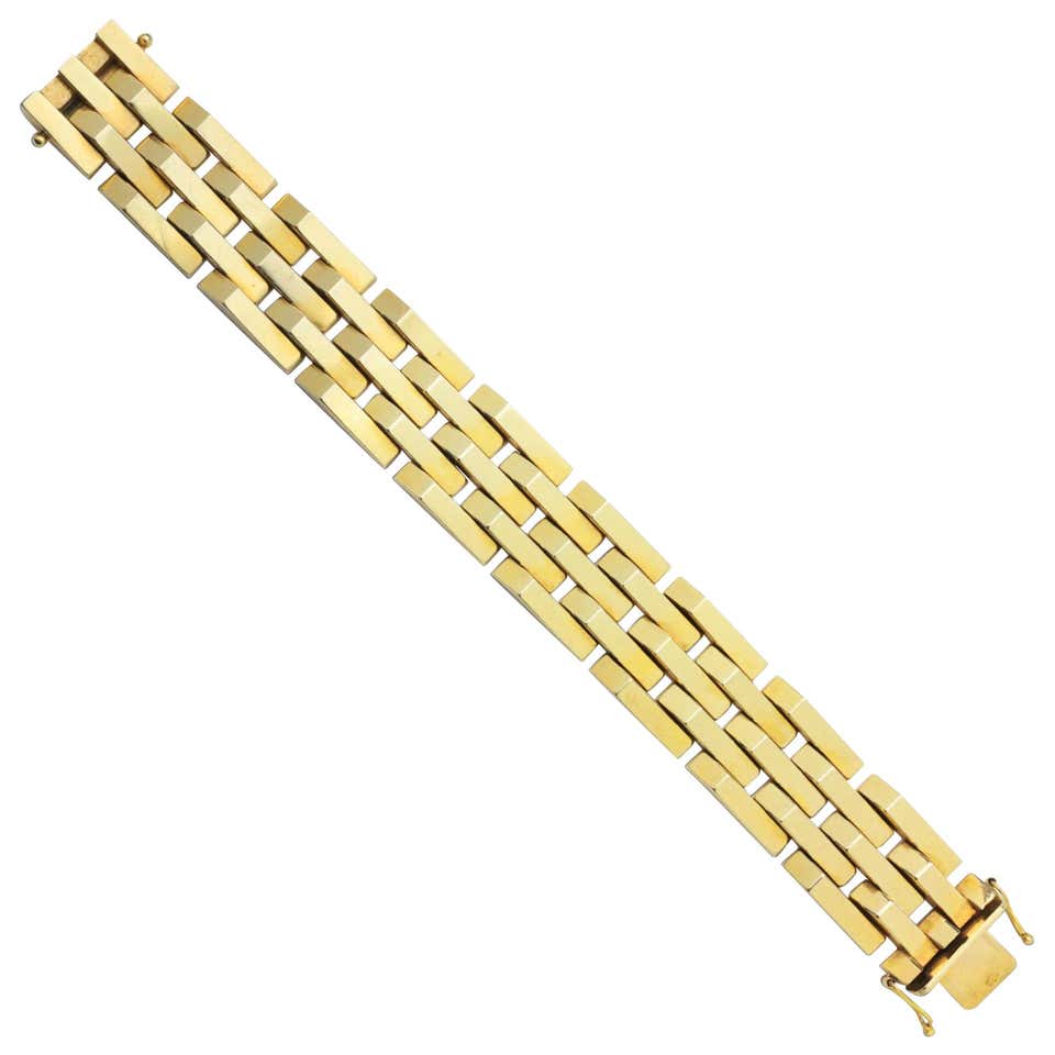 Tiffany and Co Yellow Gold Heavy Wide Link Retro Beautiful Bracelet. at ...