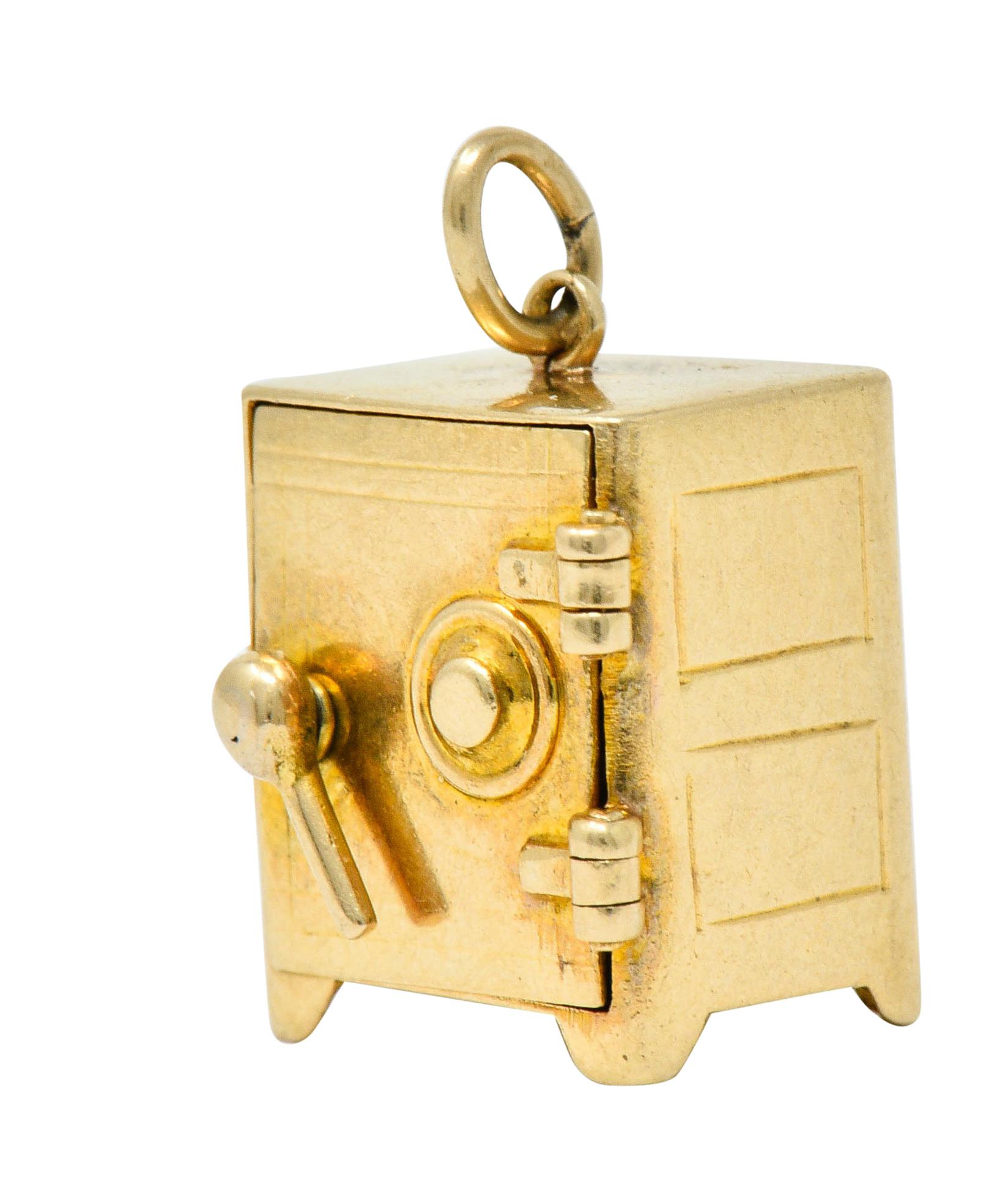 Retro 14 Karat Gold Functional Safe Charm, circa 1940 1