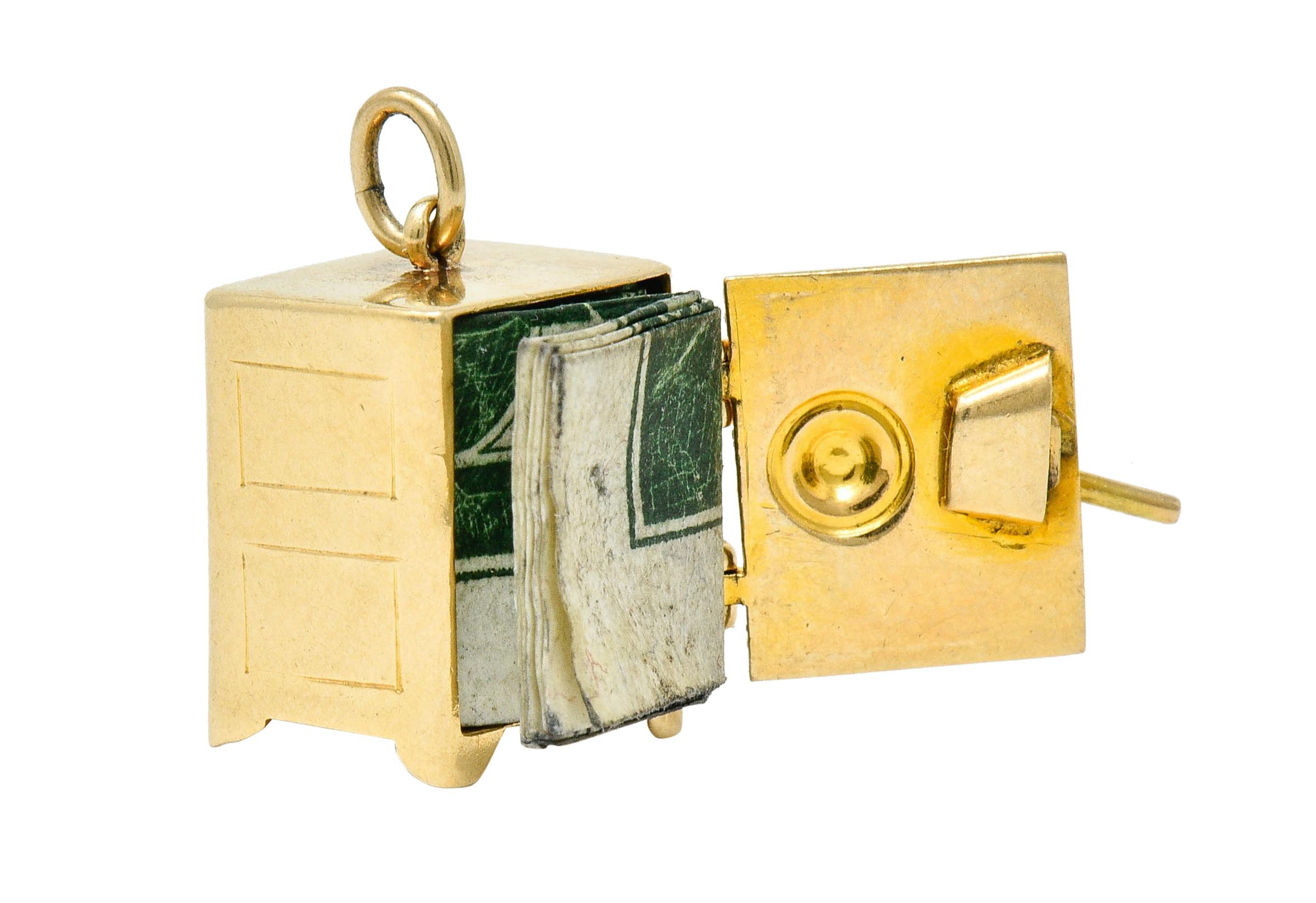Retro 14 Karat Gold Functional Safe Charm, circa 1940 3