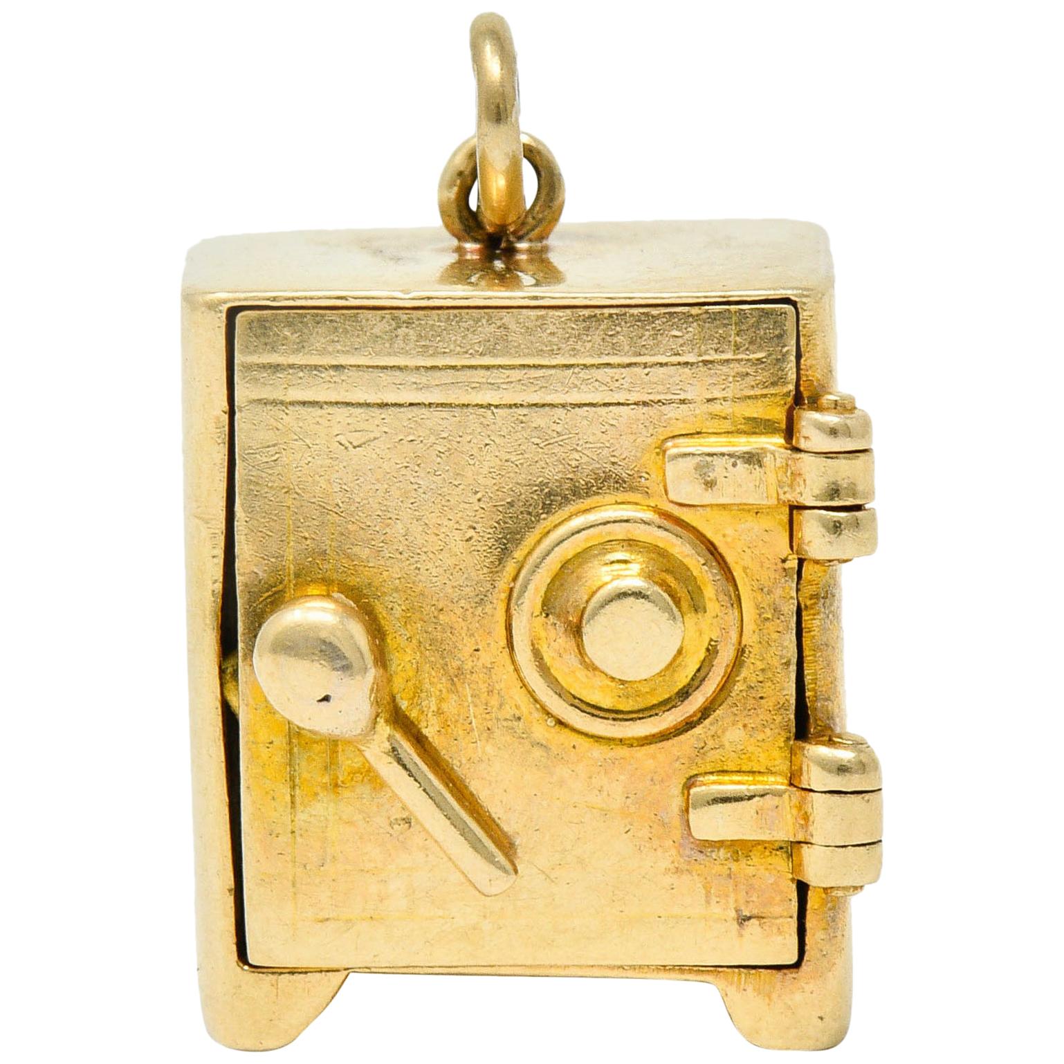 Retro 14 Karat Gold Functional Safe Charm, circa 1940