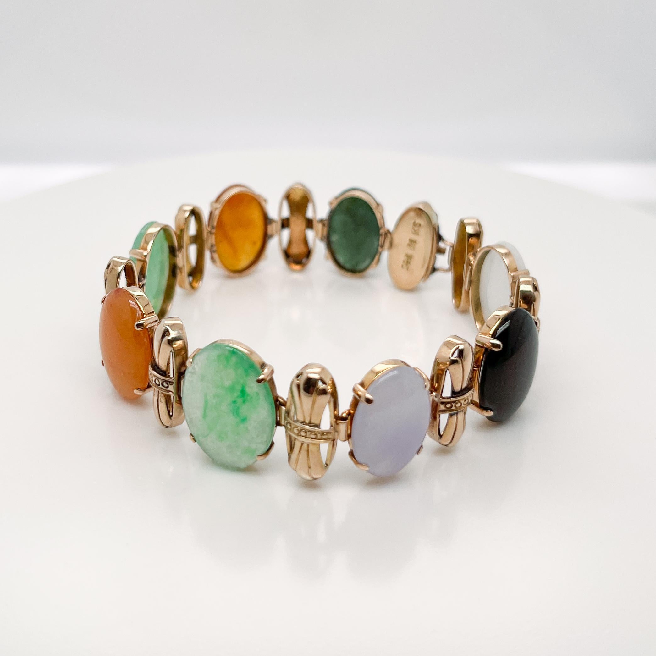 14k gold and jade bracelet