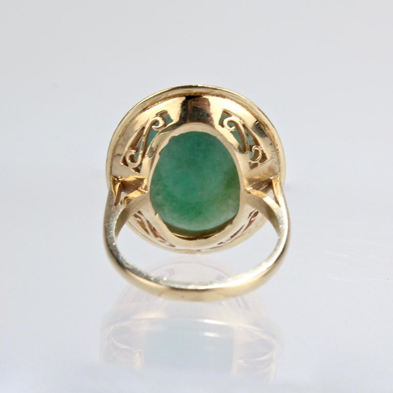 Retro 14 Karat Gold and Jade Cabochon Cocktail Ring For Sale at 1stDibs ...