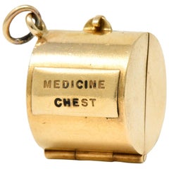 Retro 14 Karat Gold Medicine Chest Charm, circa 1940s