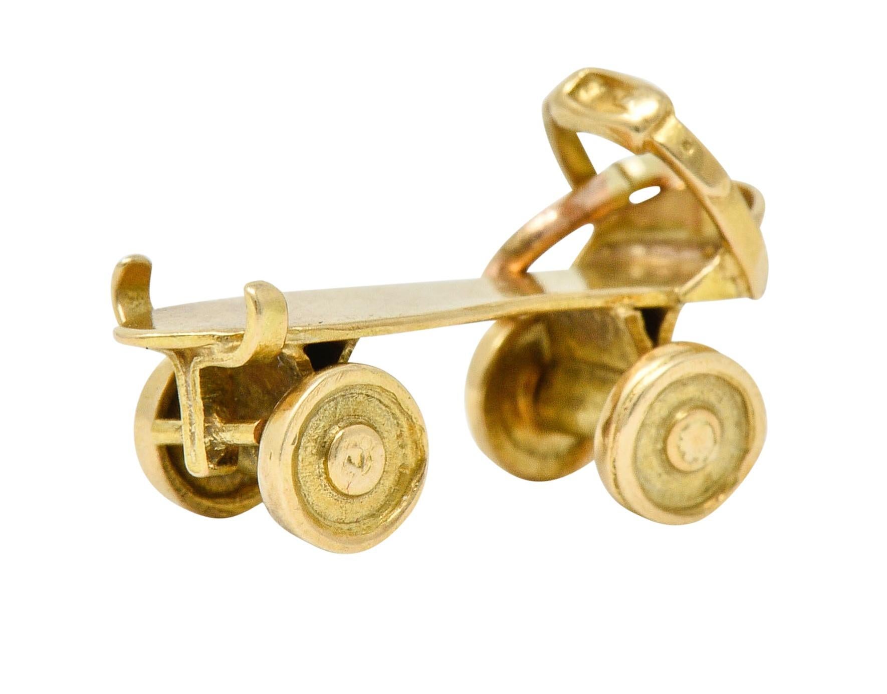 Retro 14 Karat Gold Roller Skate Charm, circa 1940 1