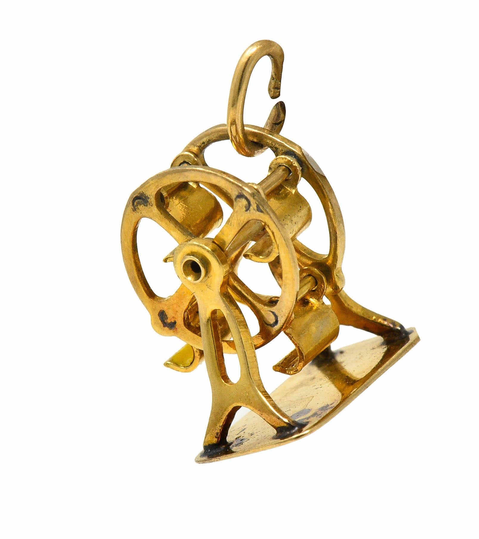 Women's or Men's Retro 14 Karat Gold Rotating Ferris Wheel Charm, circa 1950