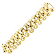 Retro 14 Karat Gold Wide Link Cuff Bracelet