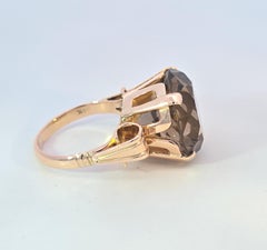 Mid-century 14 Karat Rose Gold and 6.20 carat Smoky Quartz ring