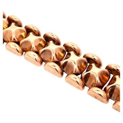 Retro 14 Karat Rose Gold Link Bracelet 48.8 Grams 8.13 Inches