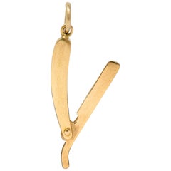 Vintage 14 Karat Rose Gold Straight Razor Charm