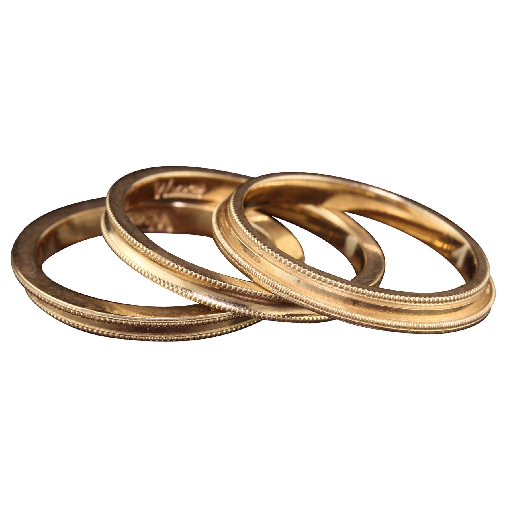 Retro 14 Karat Roségold Dreifach-Stack-Ring