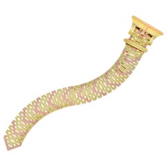 Retro 14 Karat Two-Tone Gold Flexible Buckle Bracelet