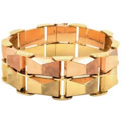 Vintage 14 Karat Two-Tone Gold Bracelet, Germany, circa 1950