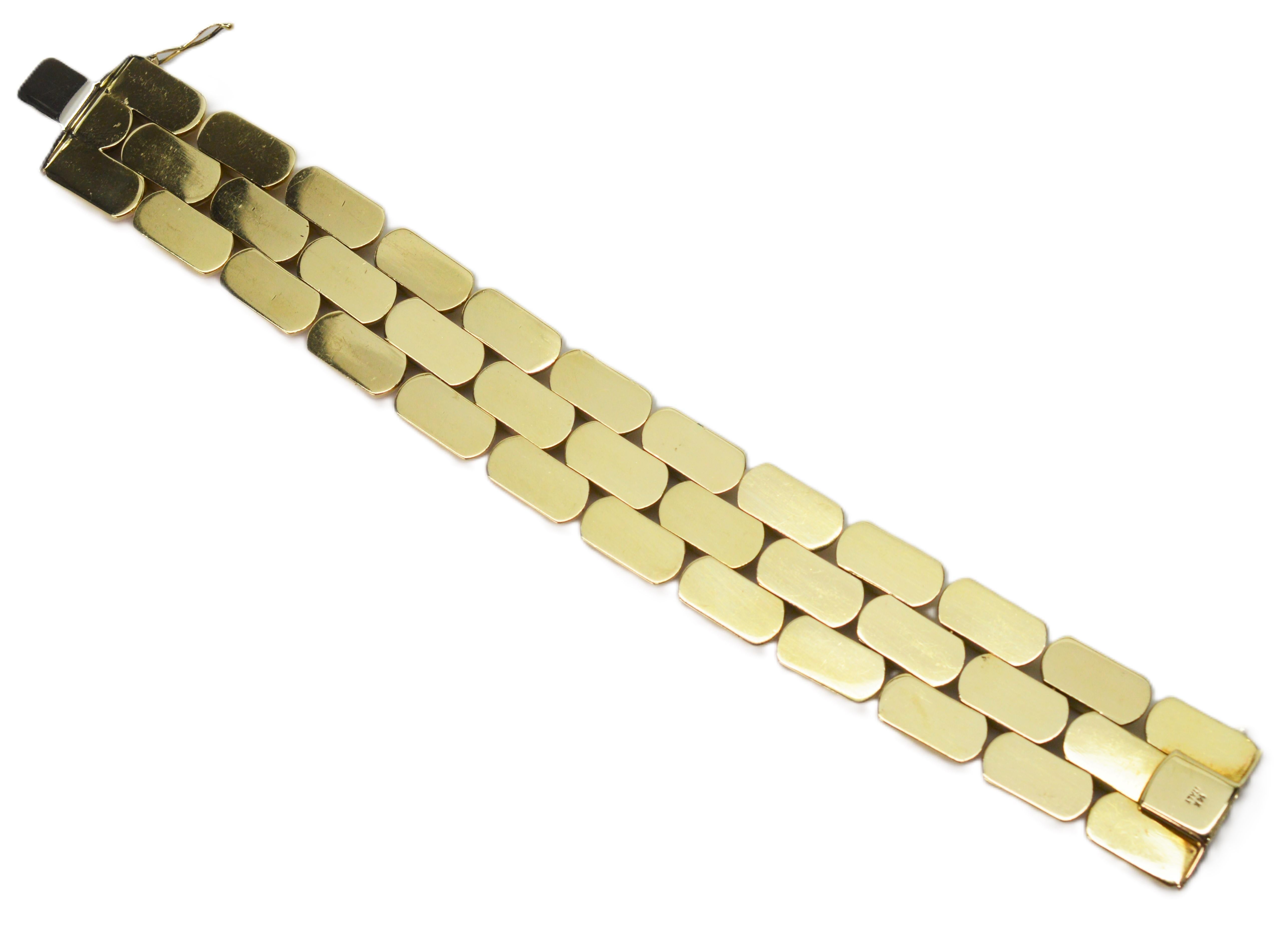 Bracelet rétro à maillons bullés en or jaune 14 carats en vente 5