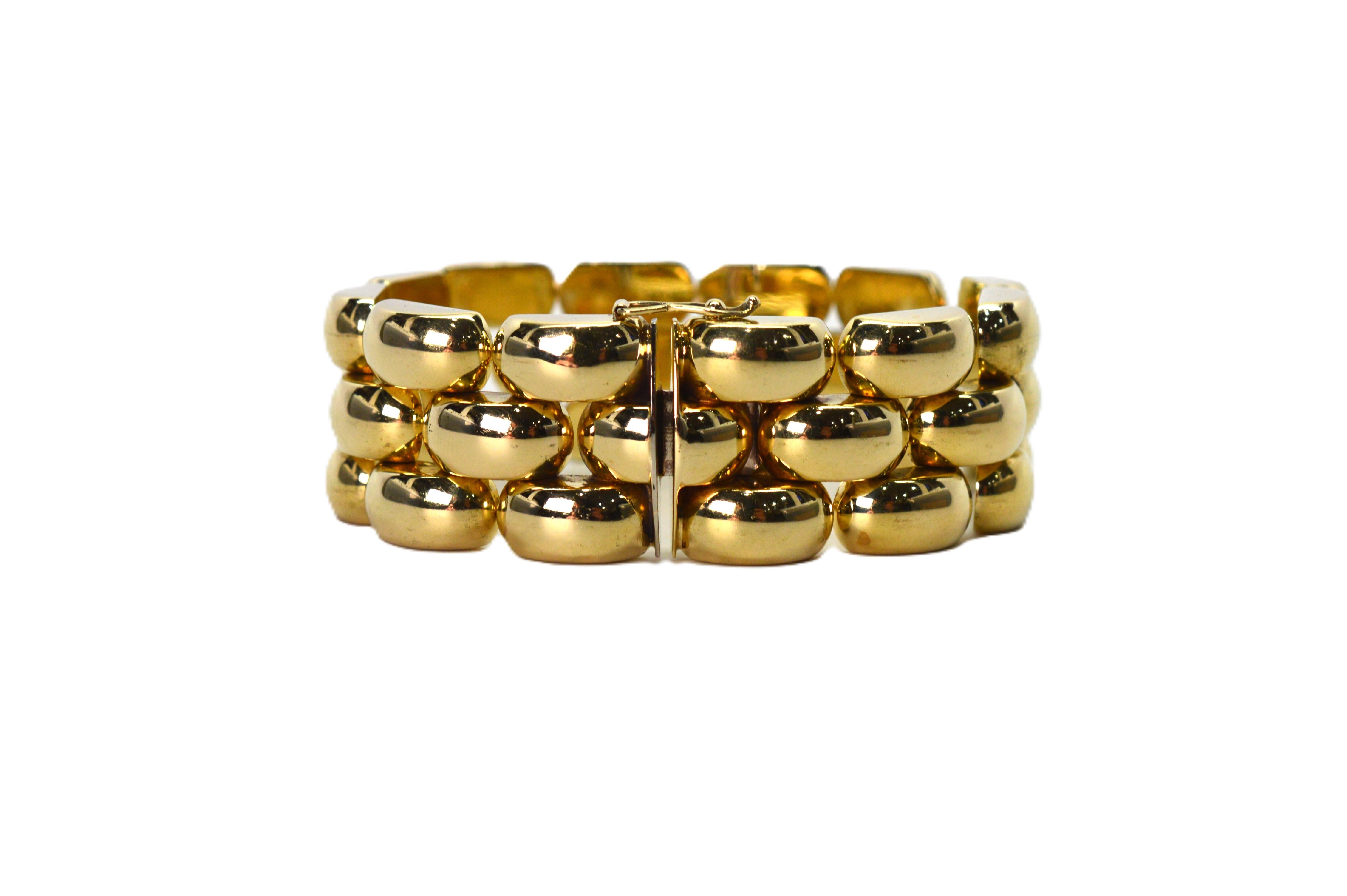 Bracelet rétro à maillons bullés en or jaune 14 carats en vente 6
