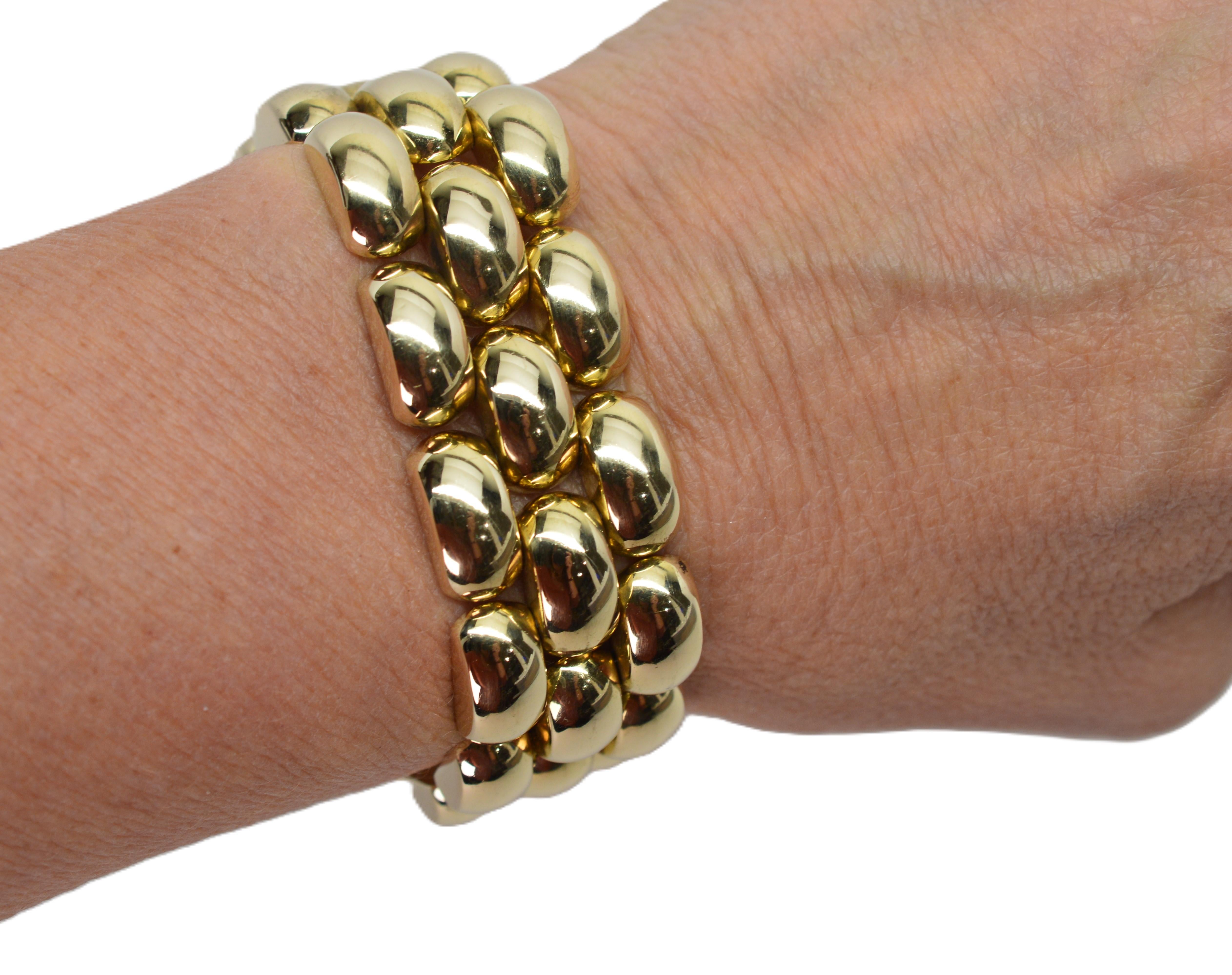 Bracelet rétro à maillons bullés en or jaune 14 carats en vente 7