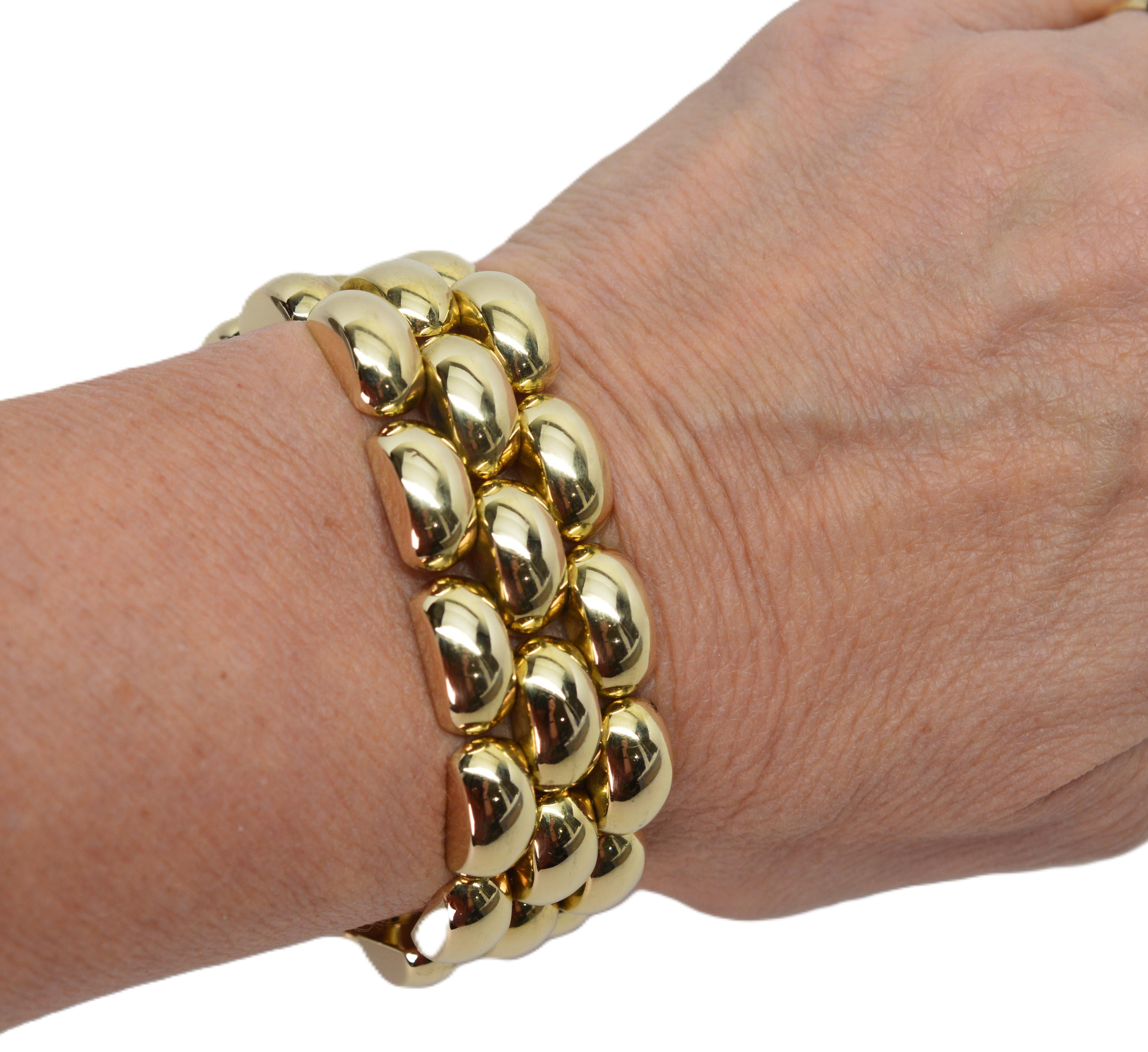 Bracelet rétro à maillons bullés en or jaune 14 carats en vente 8