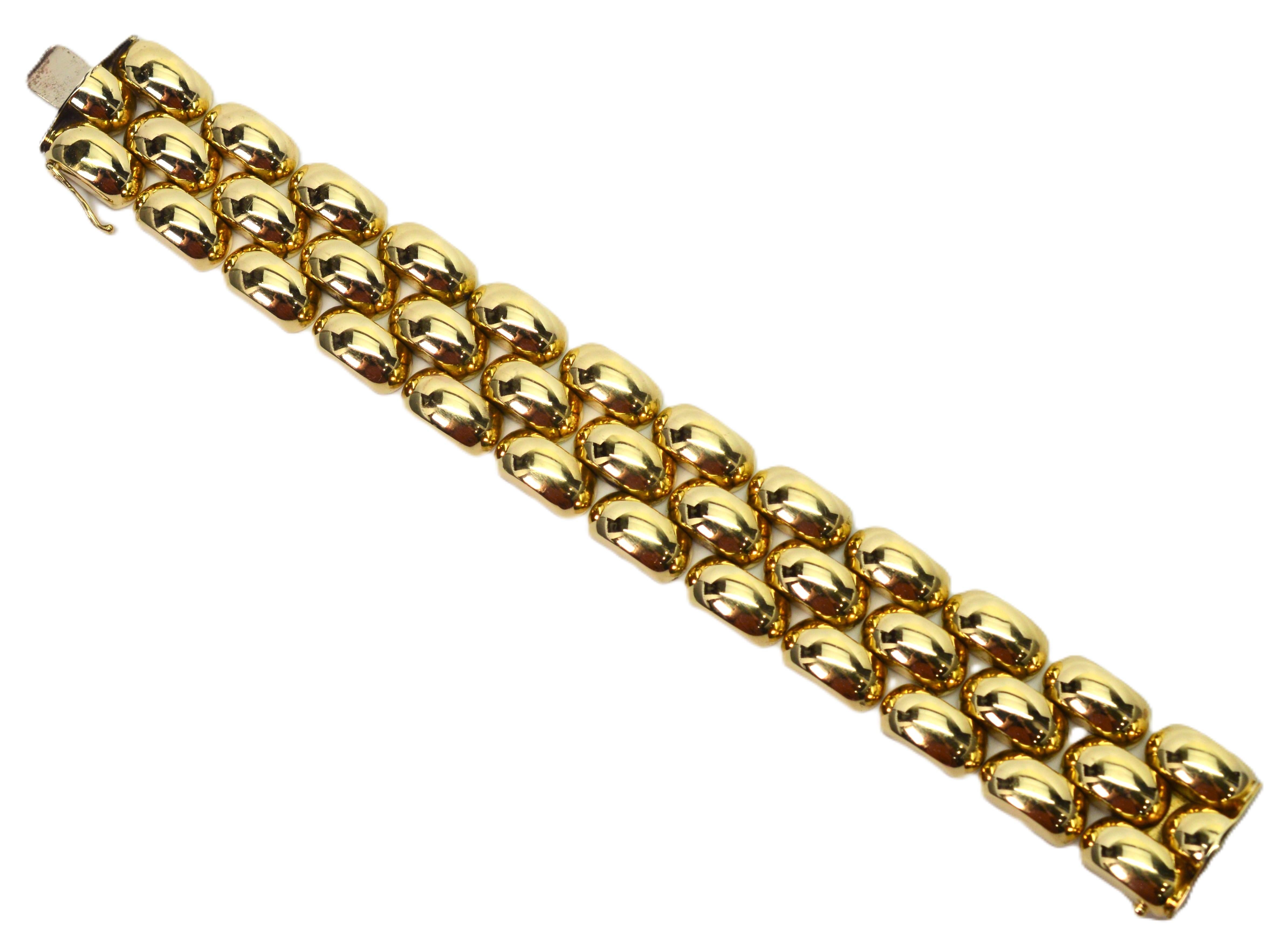 Bracelet rétro à maillons bullés en or jaune 14 carats Excellent état - En vente à Mount Kisco, NY