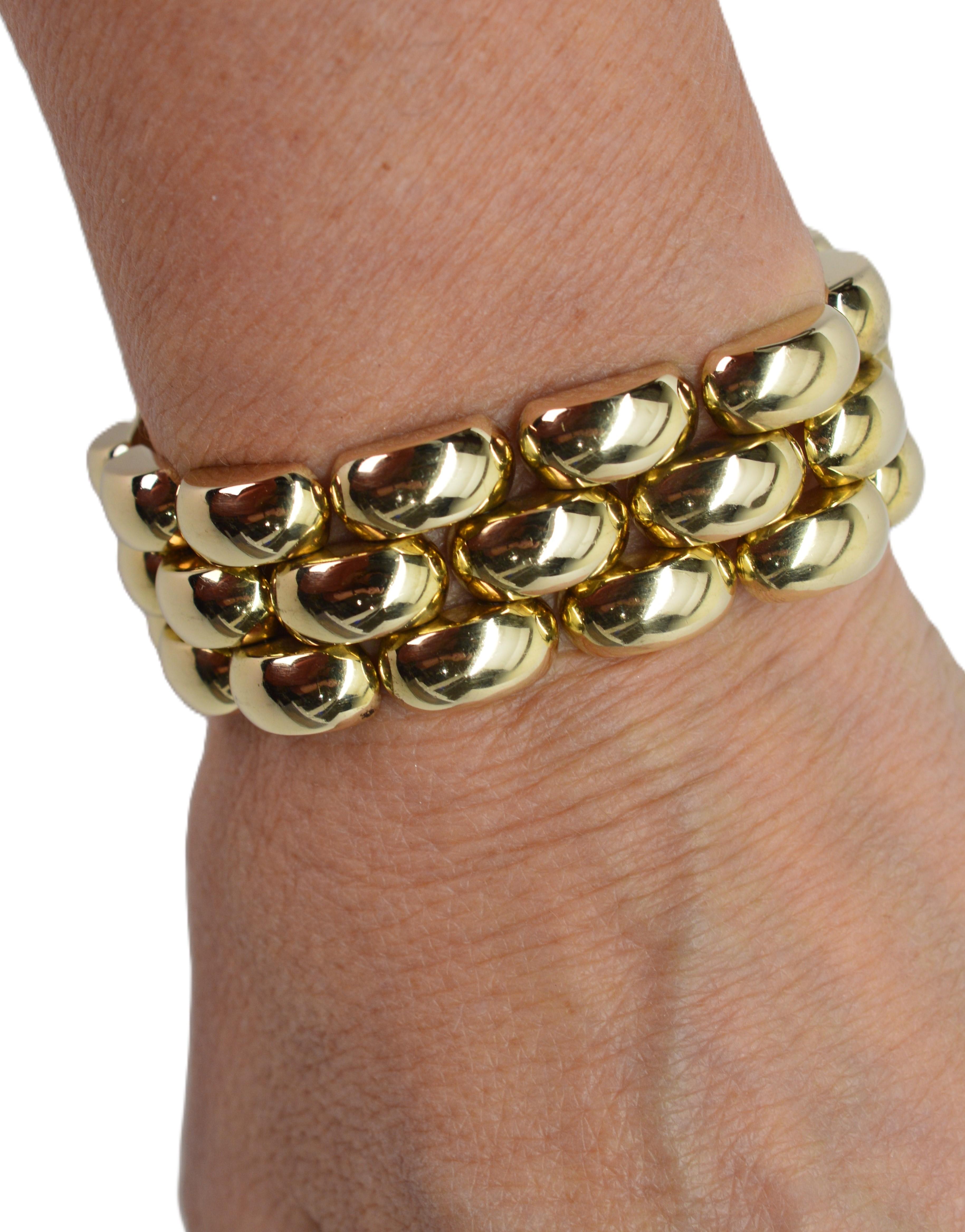 Bracelet rétro à maillons bullés en or jaune 14 carats en vente 1