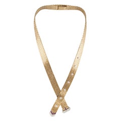 Retro-Schnalle-Halskette aus 14 Karat Gold mit Diamanten und Rubinen