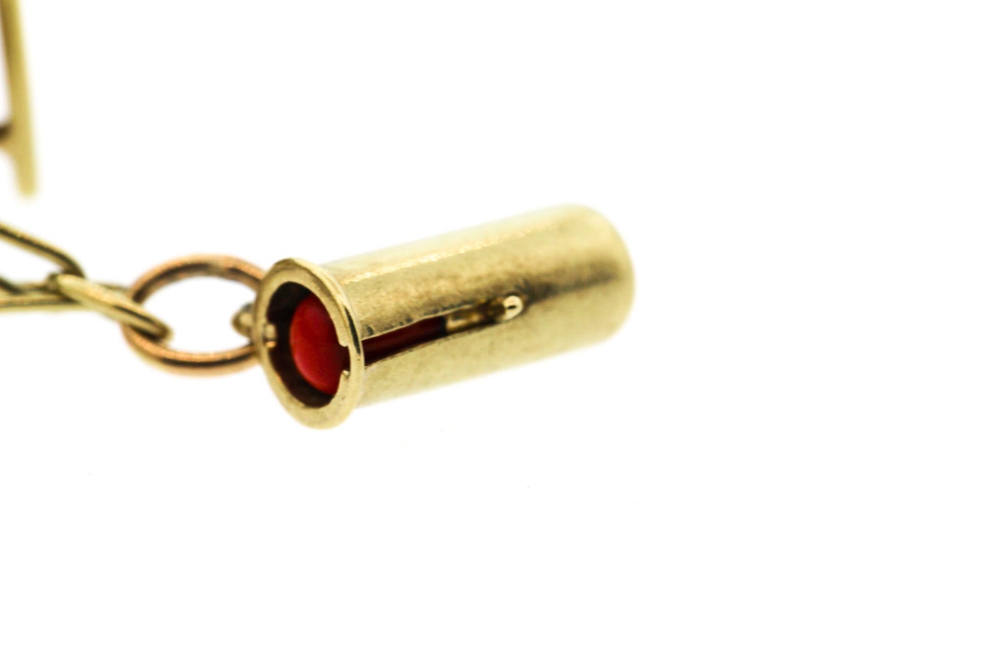 Retro 14 Karat Yellow Gold Charm Bracelet with Moving Charms 4