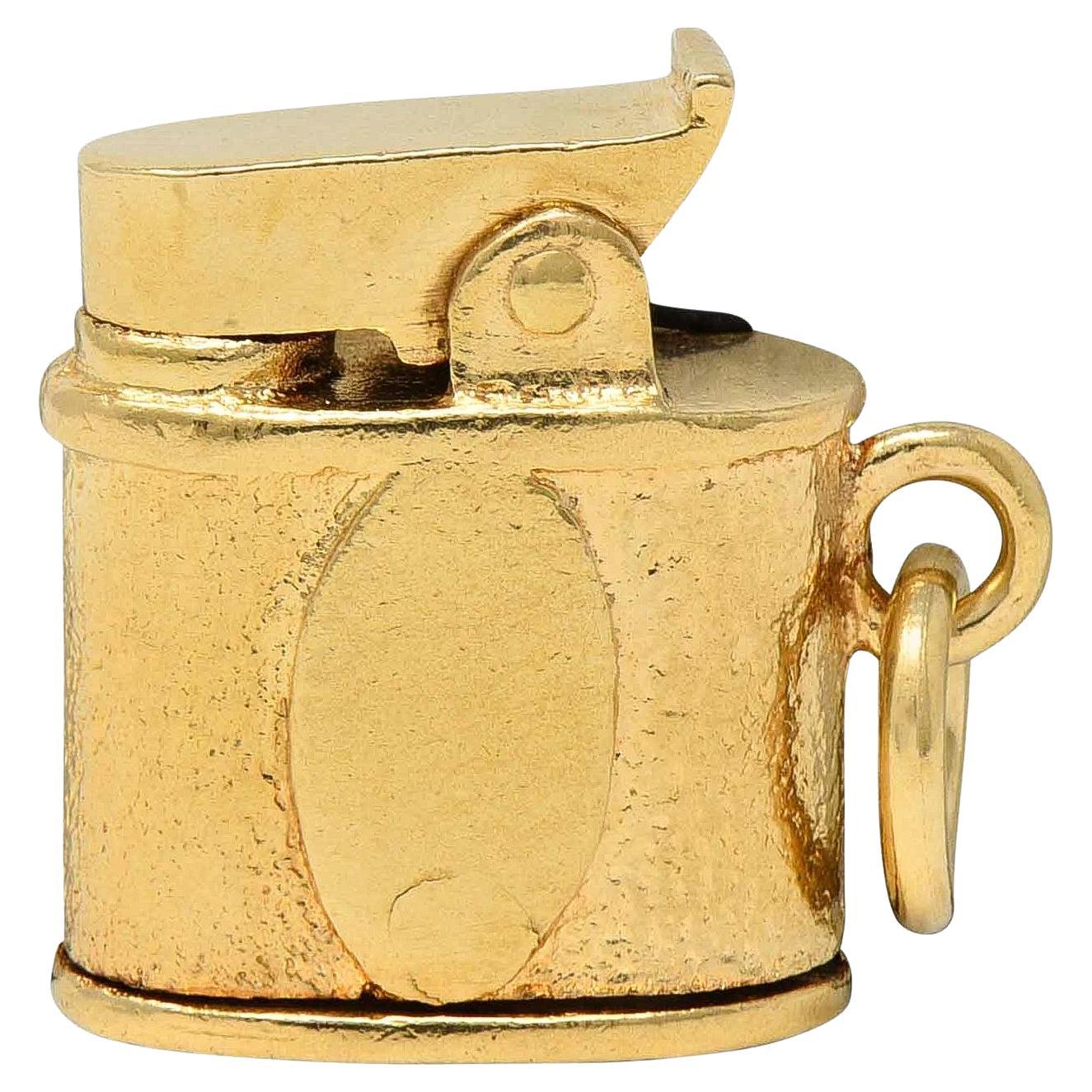 Colgante Colgante Retro Encendedor Vintage Oro Amarillo 14 Kilates
