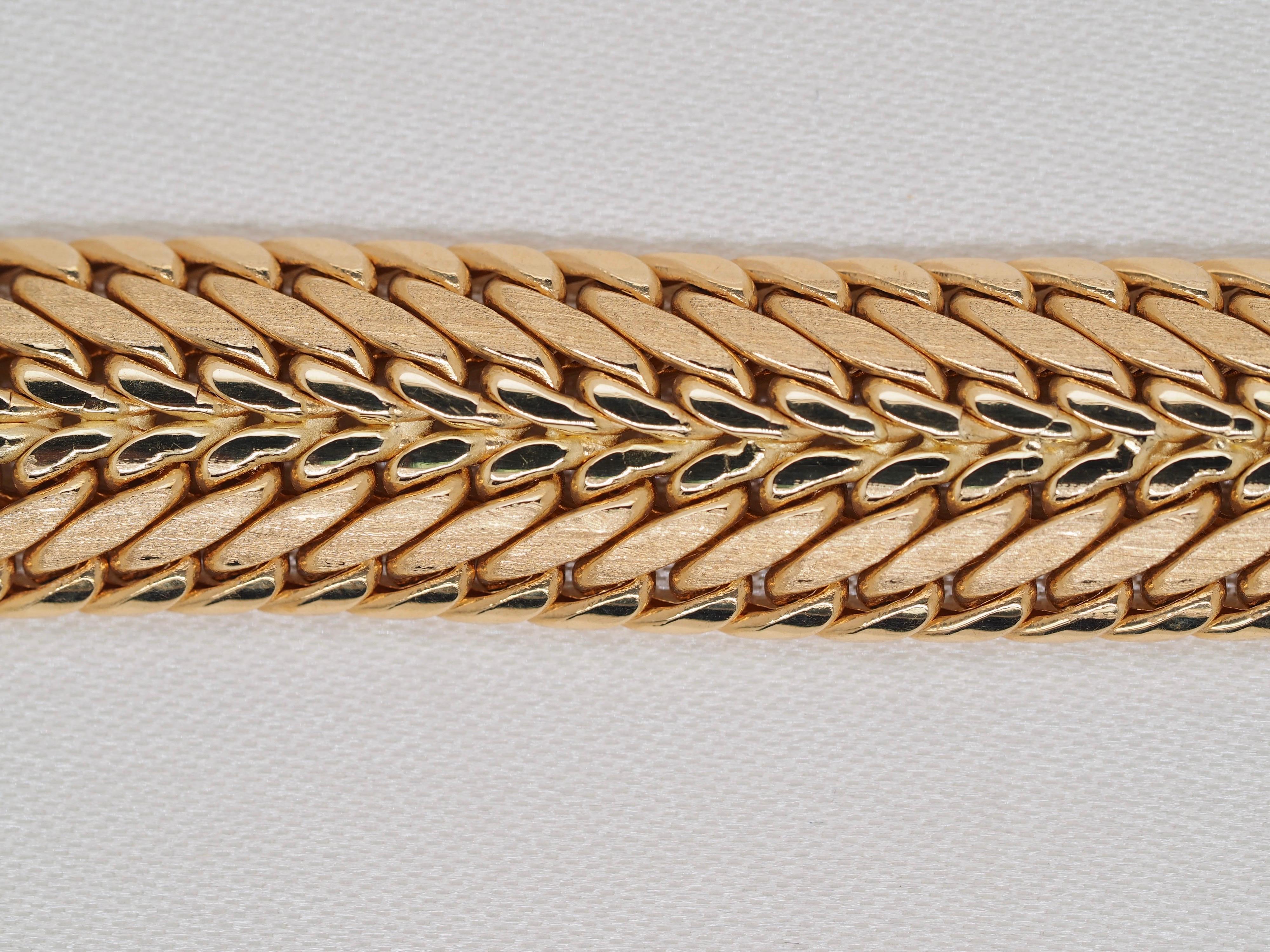 Retro 14 Karat Gelbgold Weizen- und Mesh-Armband 2