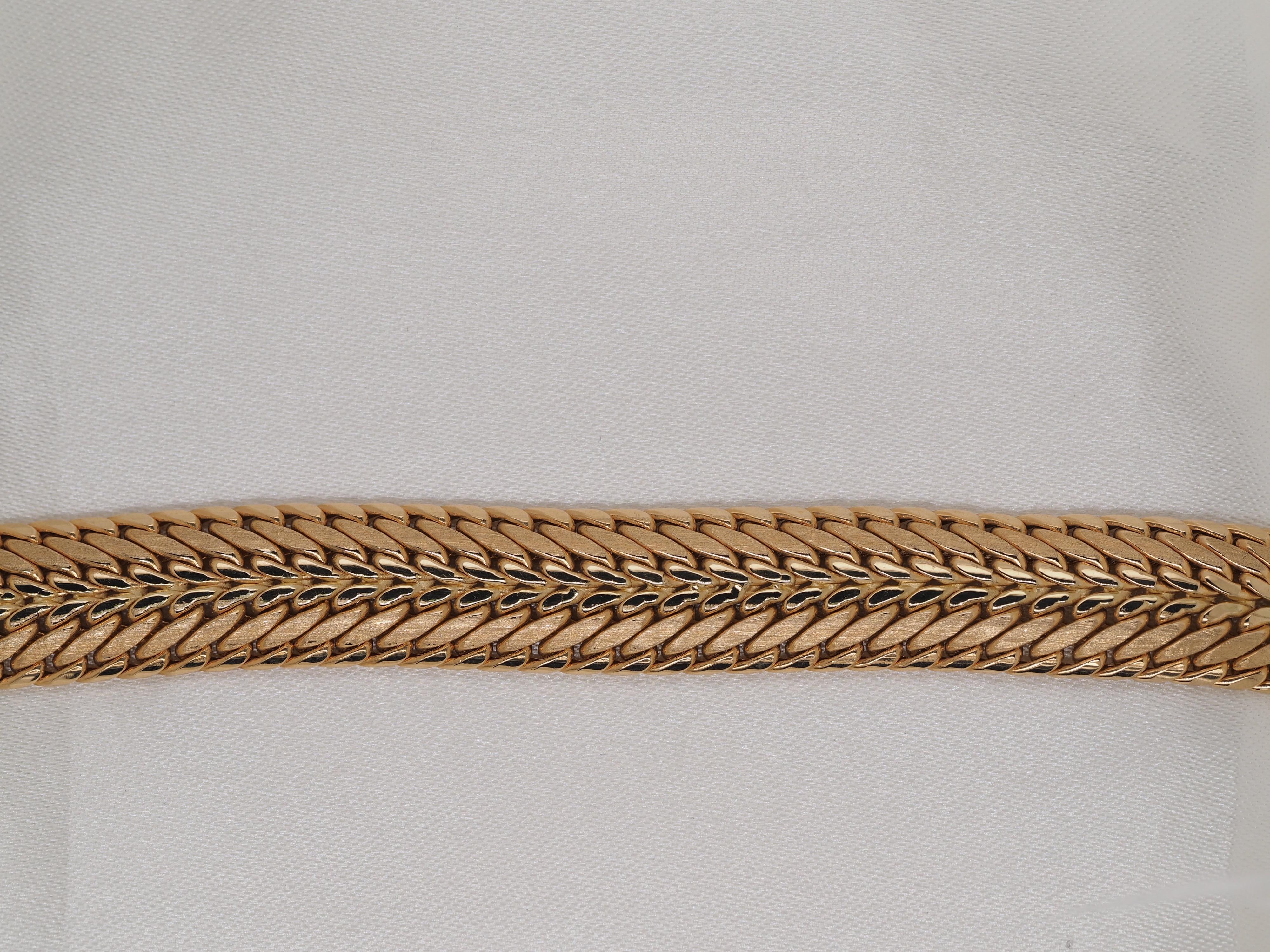Retro 14 Karat Gelbgold Weizen- und Mesh-Armband 3