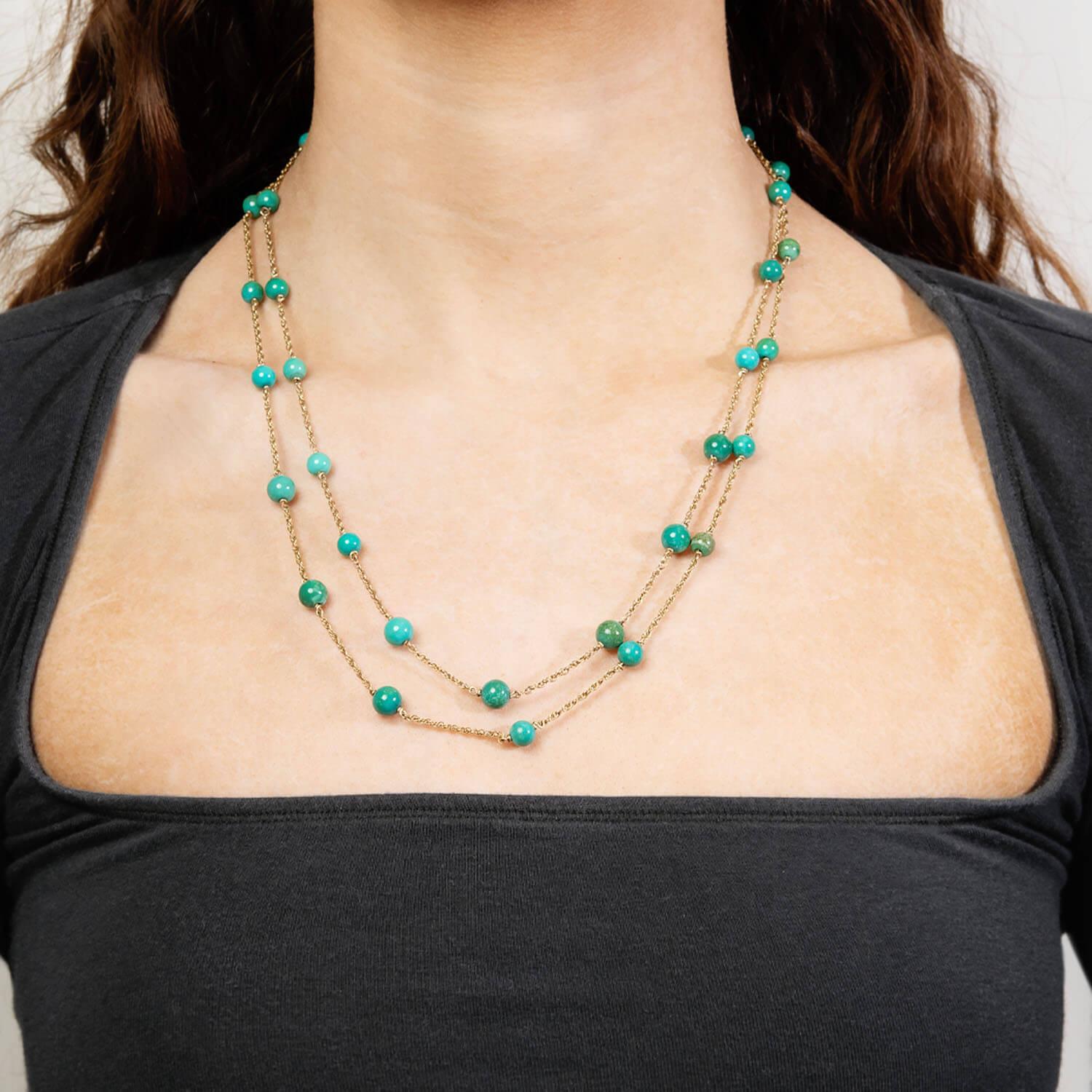 Collana di perle di amazzonite retrò 14k In condizioni buone in vendita a Narberth, PA