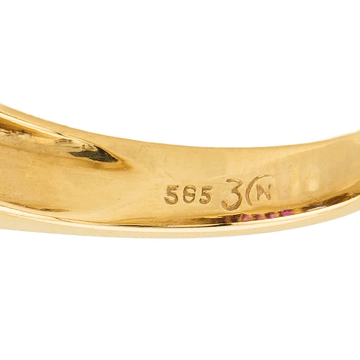 De las mujeres Anillo retro de 14k con diamantes y rubíes en venta
