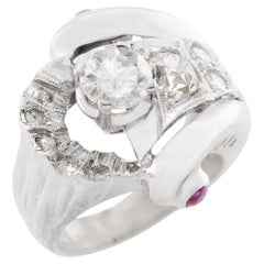 Retro 14k Diamond and Sapphire Statement Ring