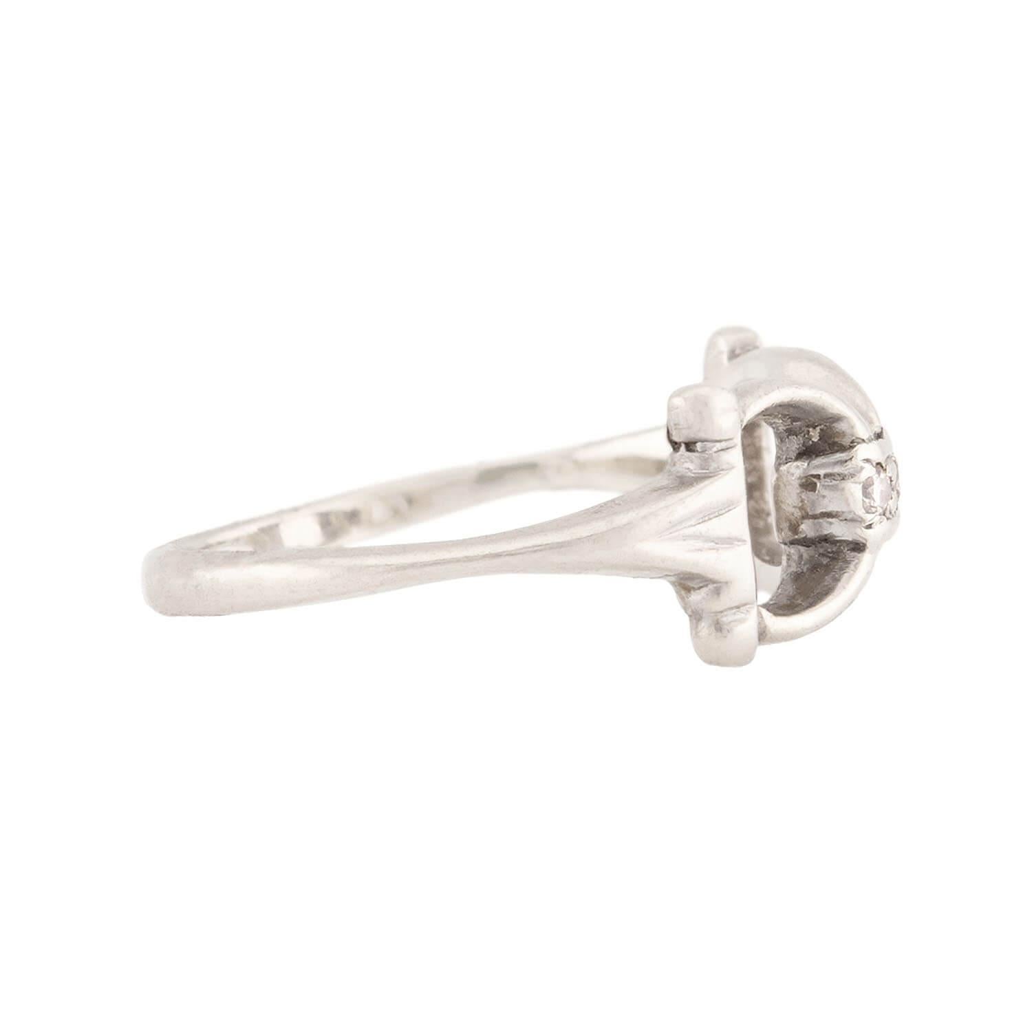 Retro 14k Diamond Horse Bit Ring In Good Condition For Sale In Narberth, PA