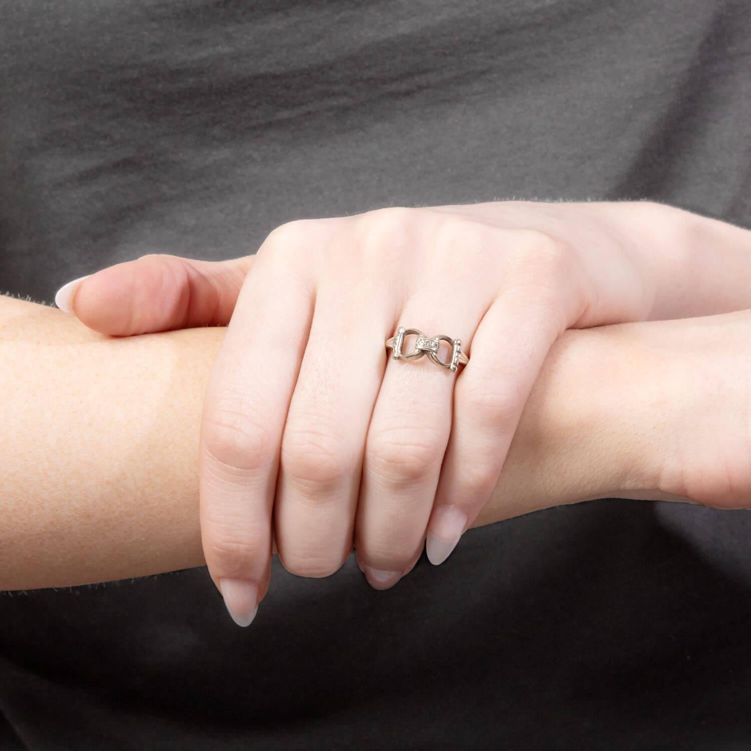 Retro 14k Diamond Horse Bit Ring For Sale 3