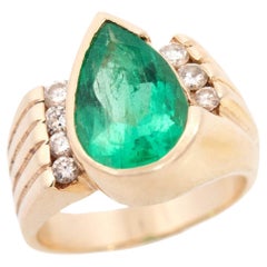Retro 14k Emerald and Diamond Ring