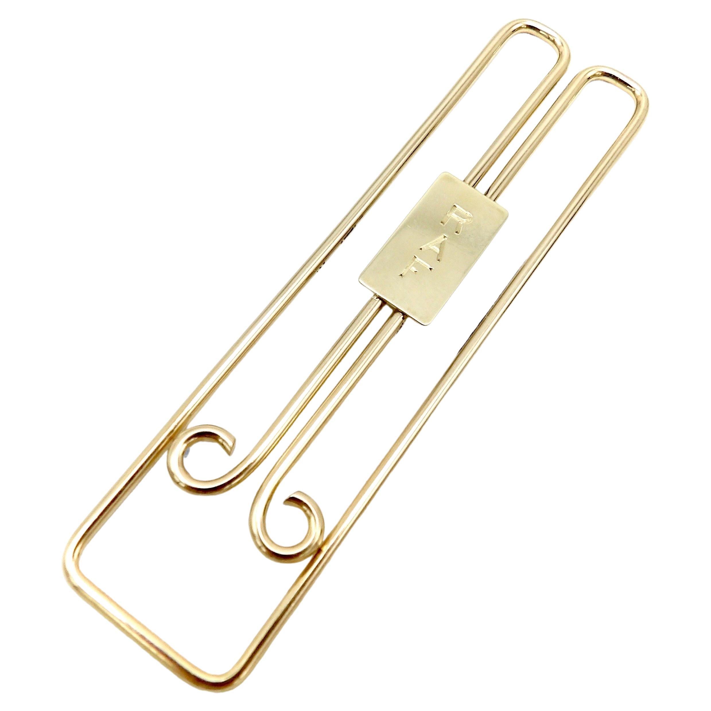 Retro 14k Gold Cartier Money Clip or Bookmark For Sale