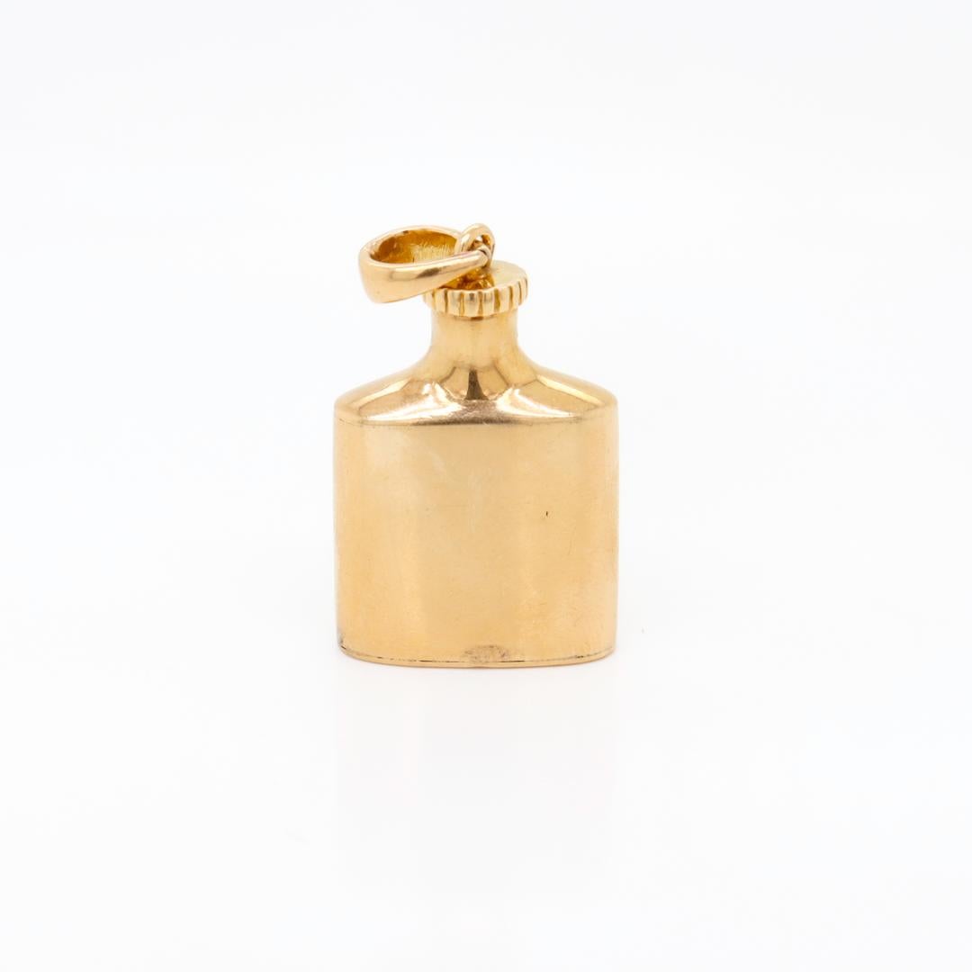 Retro 14k Gold Flask Form Miniature Perfume Bottle & Dauber Bracelet Charm 6