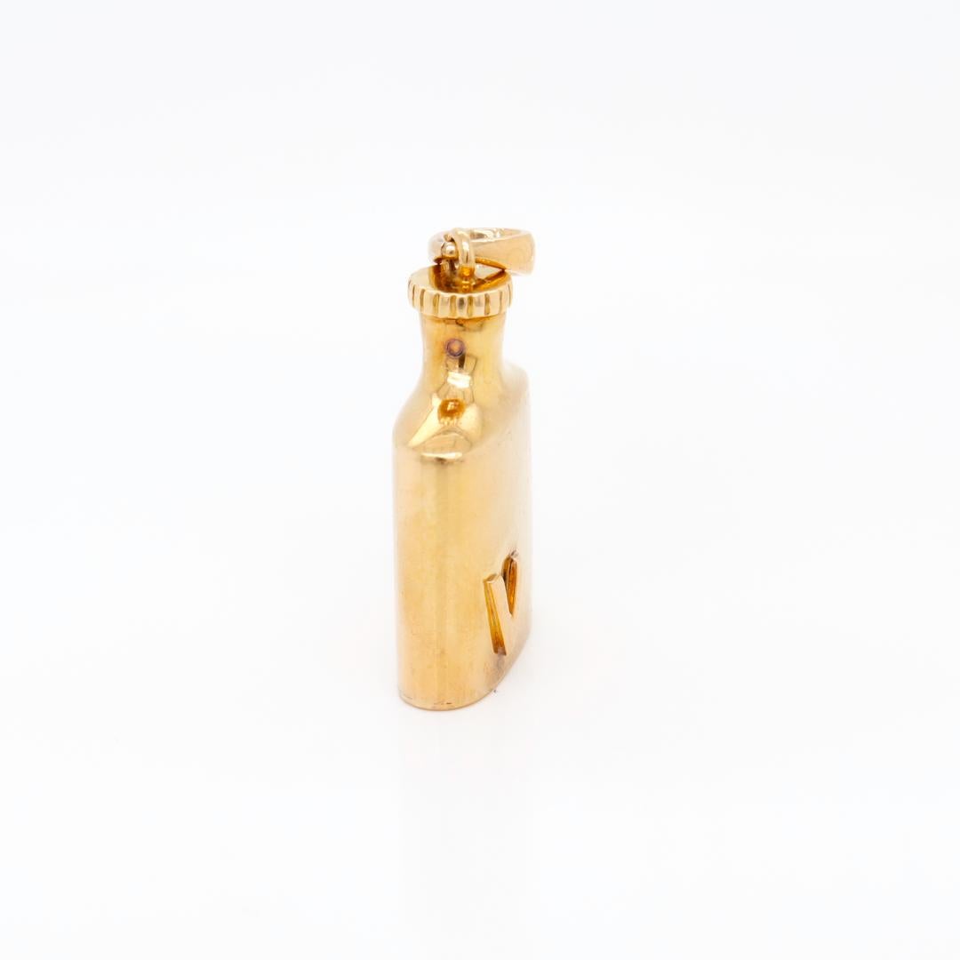 Retro 14k Gold Flask Form Miniature Perfume Bottle & Dauber Bracelet Charm 7