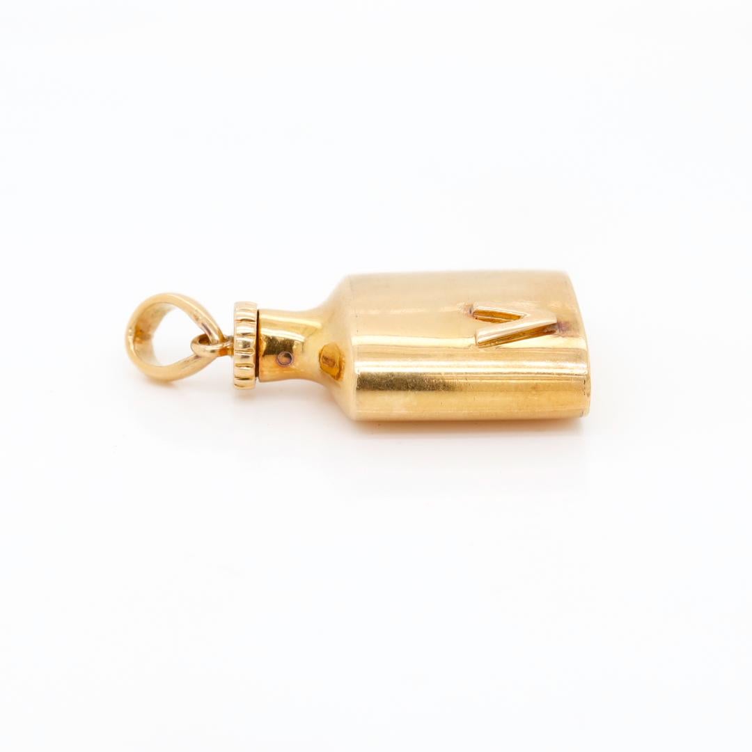 Retro 14k Gold Flask Form Miniature Perfume Bottle & Dauber Bracelet Charm 9