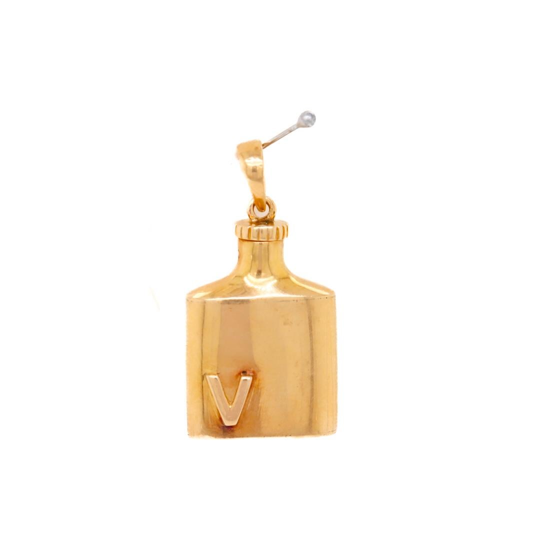 Retro 14k Gold Flask Form Miniature Perfume Bottle & Dauber Bracelet Charm 10